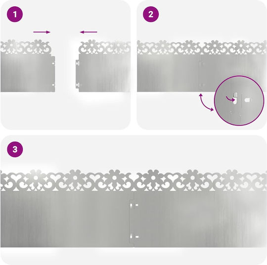 vidaXL Metallgartenbordüre in Silber Farbe 1.03m x 22cm