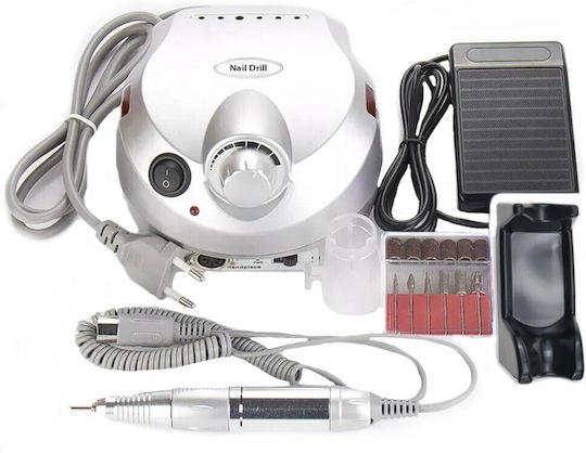 DM-202 Nail Drill Power 65W Silver with Pedal with 20000 Rotations per Minute