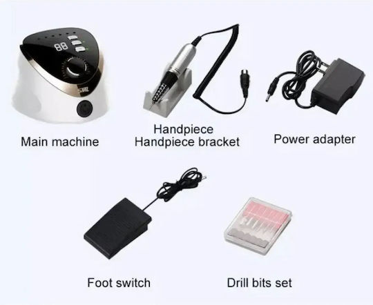 SML M12 Nagelfräser Strom 35W Weiß mit Pedal mit 35000 Umdrehungen pro Minute