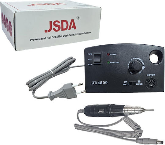 JSDA JD4500 Τροχός Νυχιών Ρεύματος 35W Μαύρος 30000 Στροφών με Πεντάλ