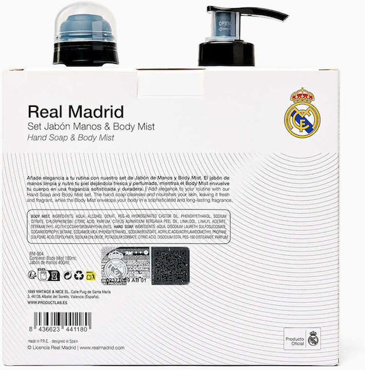 Set Cadou Pentru Bărbați Săpun Lichid Spray Pentru Corp Real Madrid 2 Bucăți