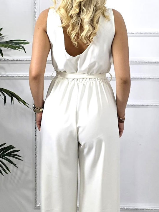 Women's Sleeveless One-piece Suit White
