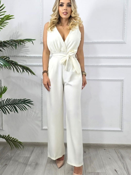 Women's Sleeveless One-piece Suit White