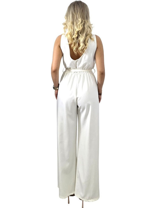 Women's Sleeveless One-piece Suit White