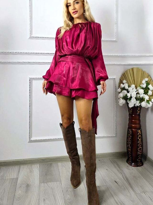 De Damă Cu mânecă lungă Salopetă Burgundy