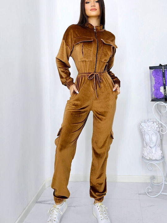 Damen Einteiler Anzug Brown