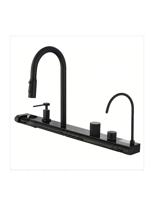 Inter Ceramic Drop-In Kitchen Sink Inox with Faucet M76xP46.5cm Black