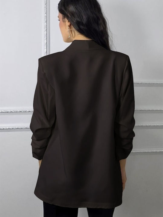 Lung Blazer pentru femei Sacou Dark Brown