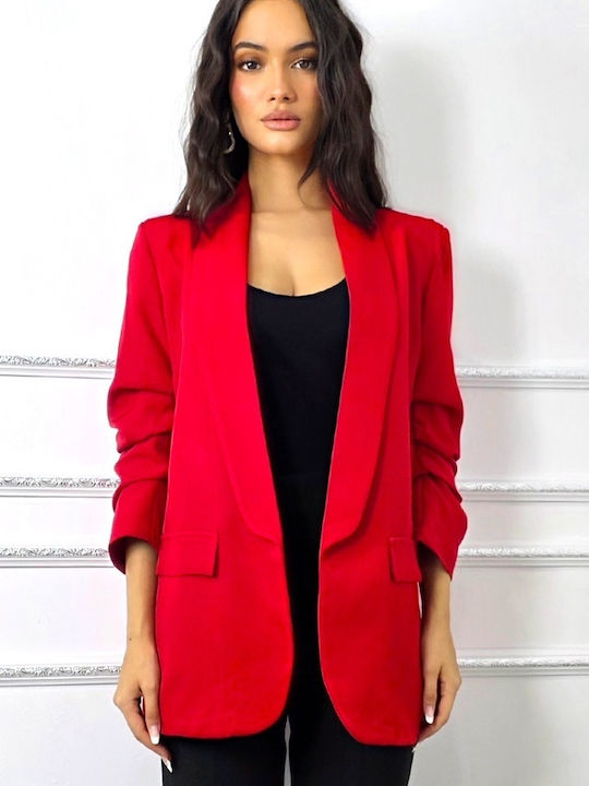 Μακρύ Γυναικείο Σακάκι Red