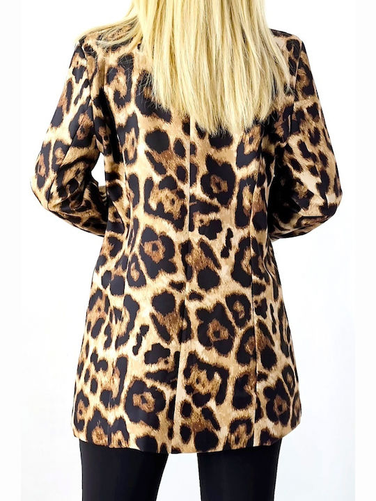 Lang Damen Blazer Leopard