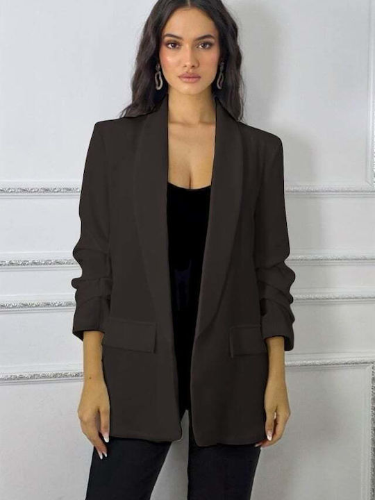 Lung Blazer pentru femei Sacou Dark Brown
