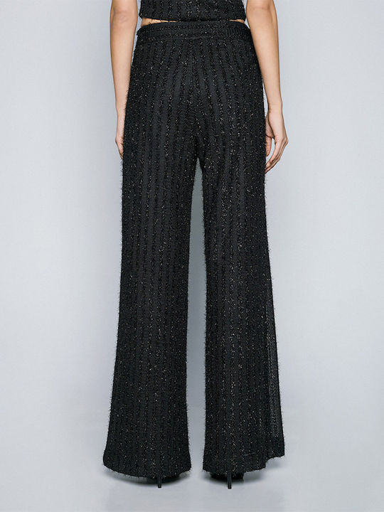 Damen Hoch tailliert Stoff Hose Black