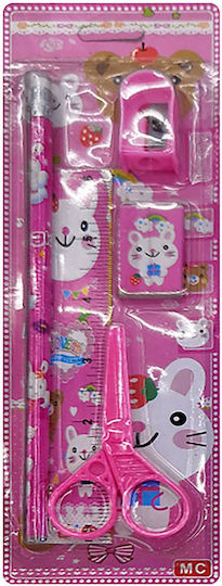 School Set 5 Pieces Animal Design 24x8cm Justnote 703444 Light Blue
