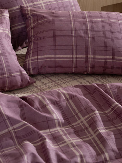 Sunshine Sheet Sets Double with Elastic 150x205+30cm. Feelings 2066 Mauve 4pcs
