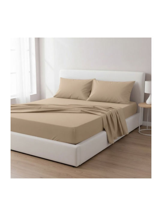Olia Home Set Cearșafuri 220x260cm. Beige 4buc