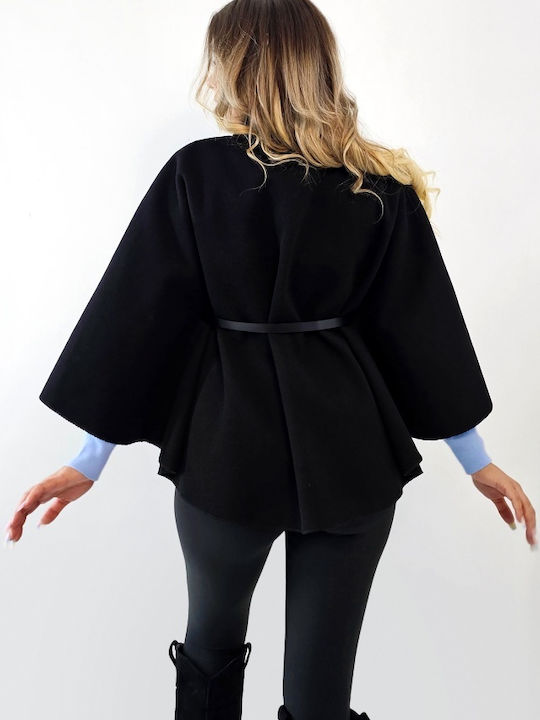 Вълнена Дамска Black Пелерина Oversized