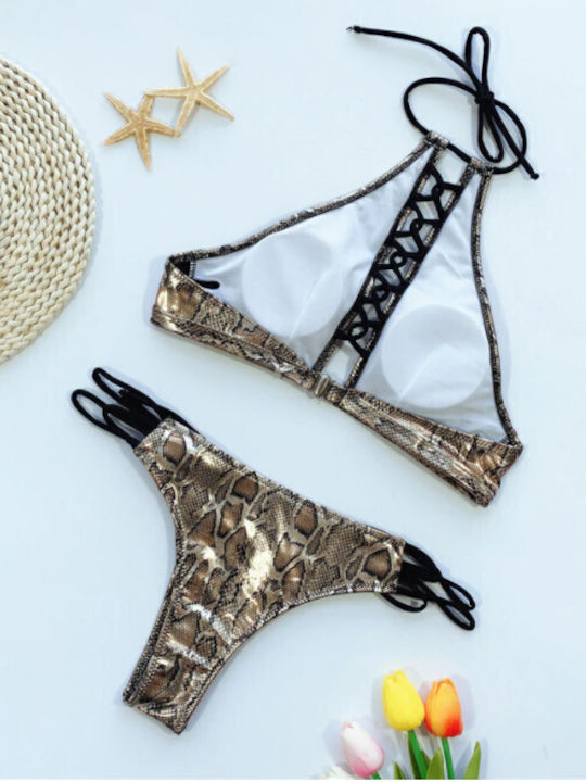 Set Bikini Zeichenfolge Tierdruck Tierdruck