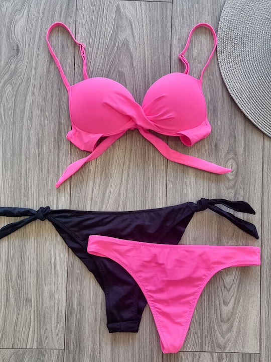 Set Bikini Brasil Schwarz Rosa