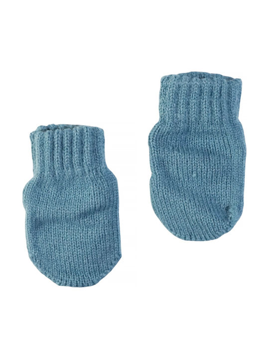 Kinder Mütze Set mit Handschuhe Gestrickt Hellblau
