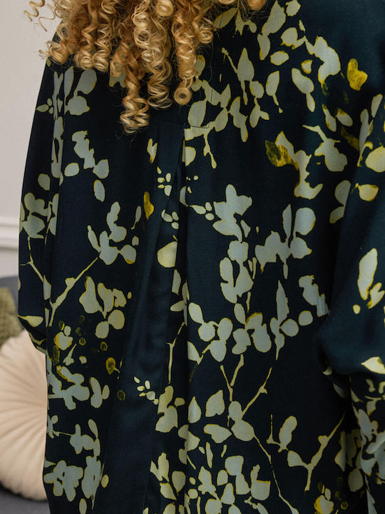 Women's Floral Long Sleeve Shirt Blue