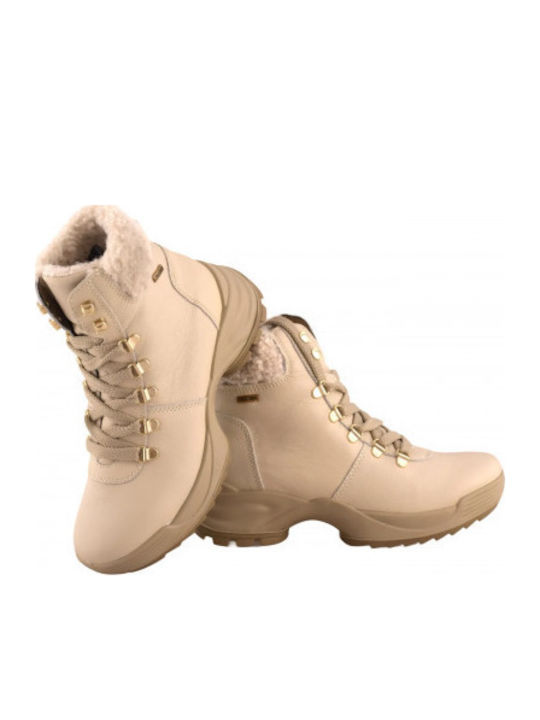 Leder Stiefeletten Damen Beige
