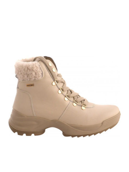 Leder Stiefeletten Damen Beige