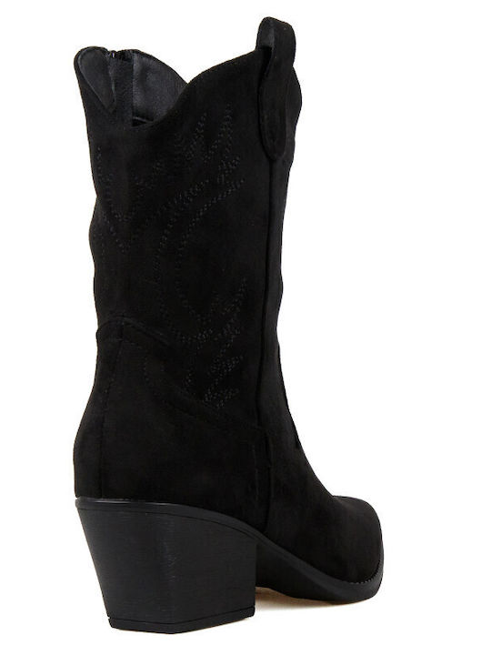 Suede Women's Cowboy Boots Black