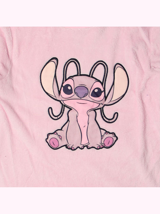 Disney Winter Women's Pyjama Set Pink Lilo & Stitch Angel