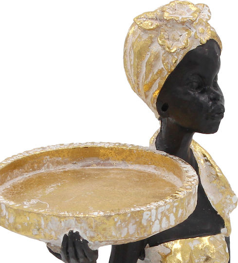 Decorative Polyresin 13x15x24 Cm Ethnic Black Gold Keskor 67307
