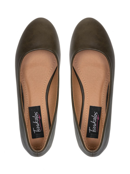 Damen Ballerinas in Khaki Farbe