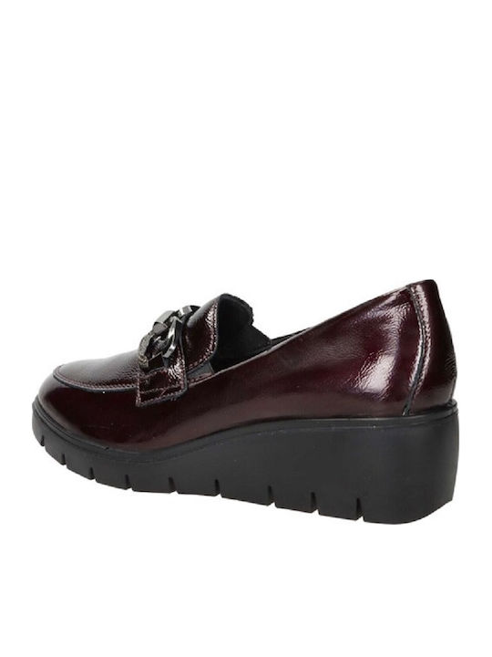 Leder Damen Loafers in Burgundisch Farbe