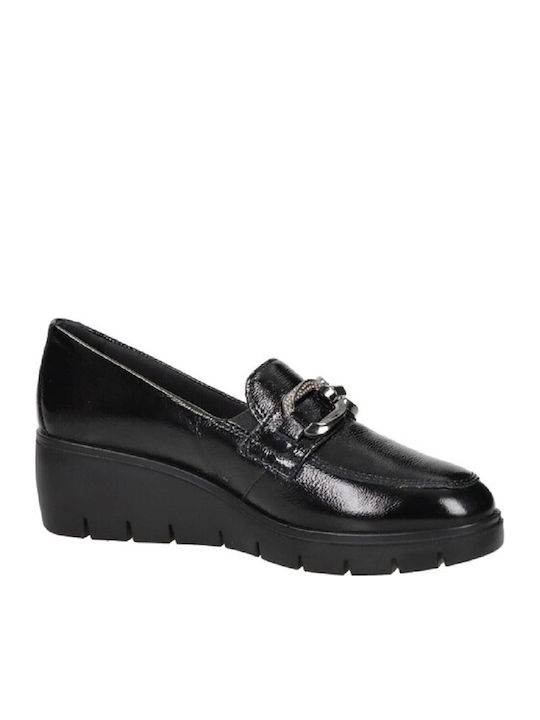 Leder Damen Loafers in Schwarz Farbe