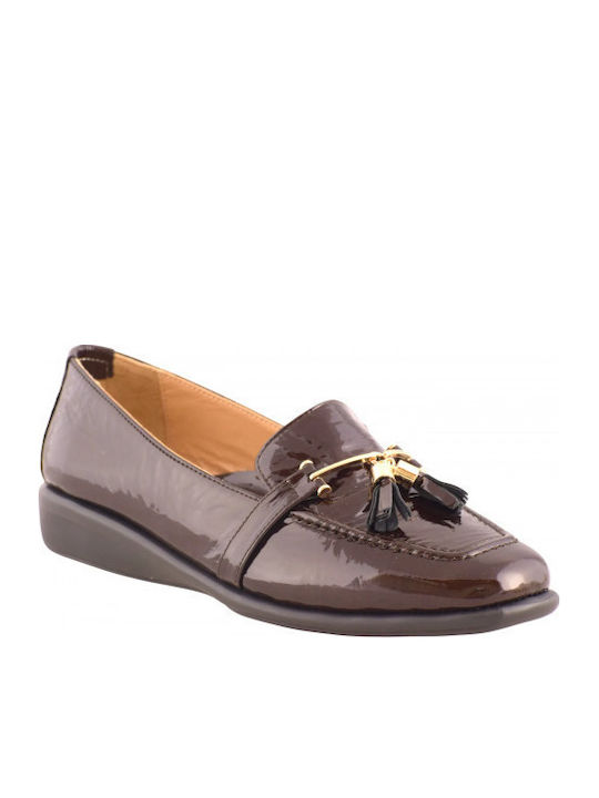 Leder Damen Mokassins in Braun Farbe