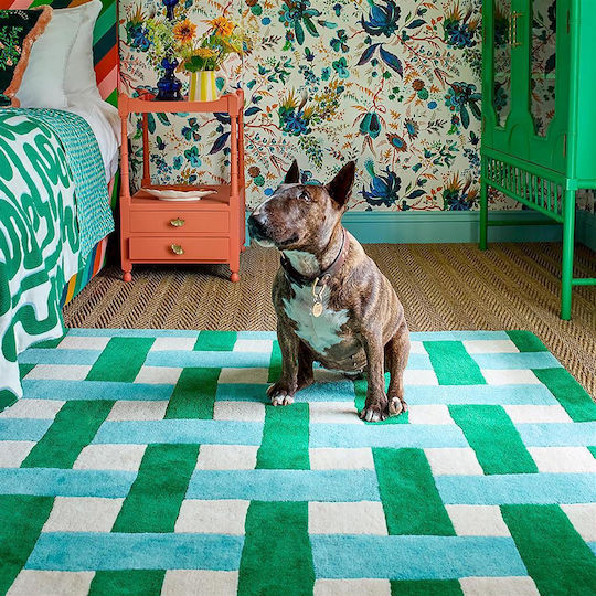 Harlequin Lucrat manual Covor Rectangular Din lână Green-blue
