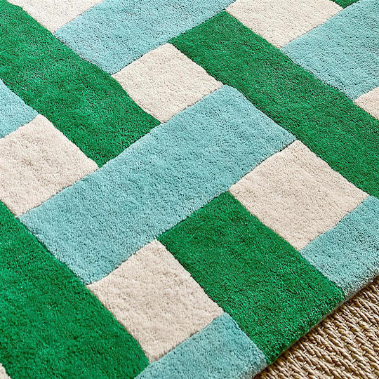 Harlequin Handgefertigt Teppich Rechteckig Wolle Green-blue