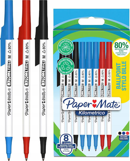 Paper Mate Στυλό Ballpoint 8τμχ (Διάφορα Χρώματα)