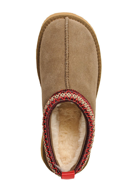 Winter Women's Slippers with Fur Brown