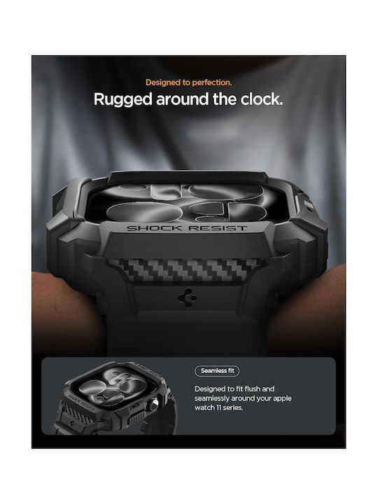 Spigen Rugged Armor Pro 2 Silicone Case Matte Black for Apple Watch series 10/11 - 46mm