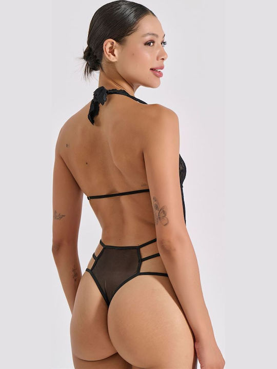 Milena Γυναικείo String Κορμάκι Δαντέλα & Τούλι Μαύρο Milena Γυναικείo String Κορμάκι Δαντέλα & Τούλι Μαύρο