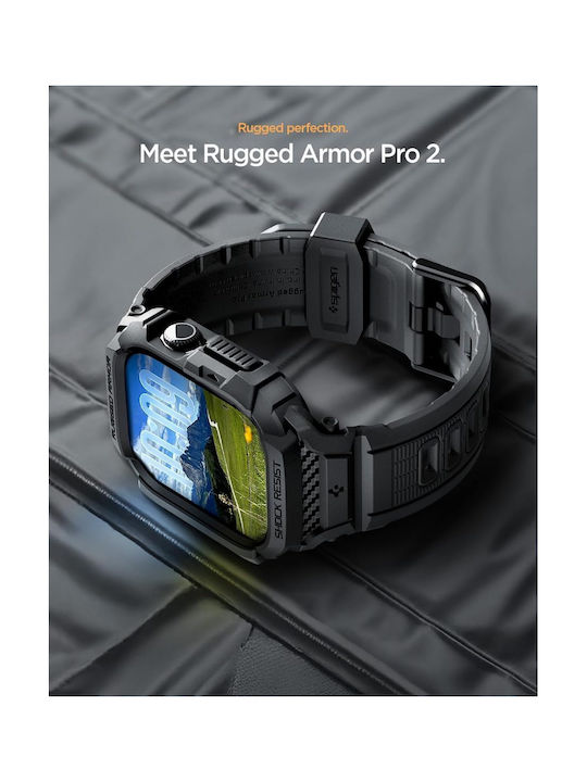 Spigen Rugged Armor Pro 2 Silicone Case Matte Black for Apple Watch series 10/11 - 46mm