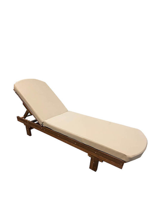 Șezlong Din Lemn Cu Pernă Bej 215x67x32cm