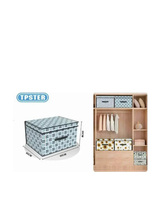 Fabric Storage Box with Lid Blue 60x40x30cm