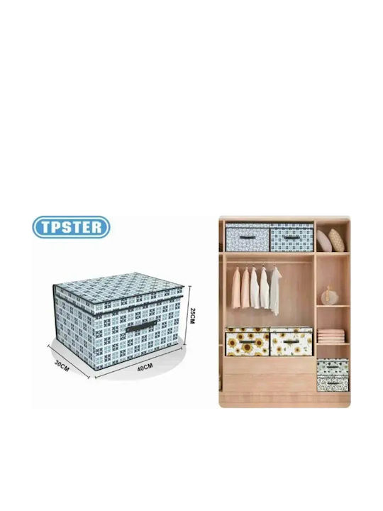 Fabric Storage Box with Lid Blue 40x30x25cm