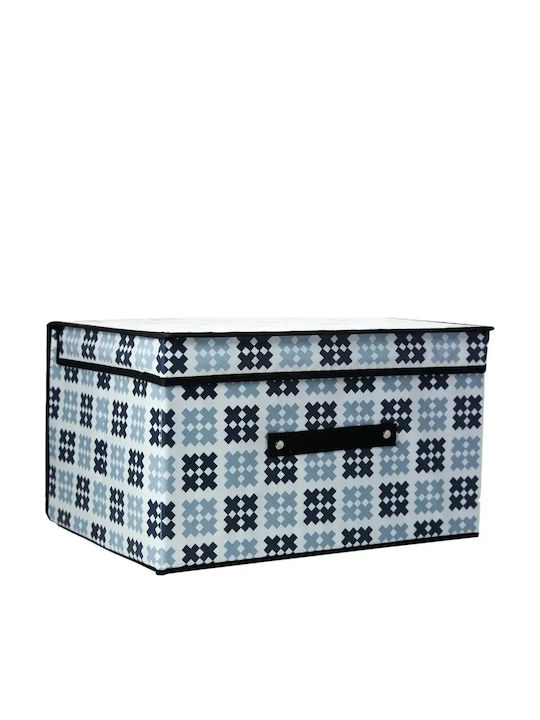 Stoff Aufbewahrungsbox mit Deckel Blau 41x35x20cm