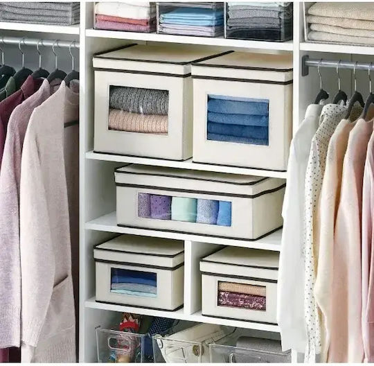 Tpster Fabric Storage Box with Lid White 50x40x25cm