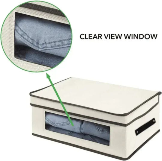 Tpster Fabric Storage Box with Lid White 50x40x25cm