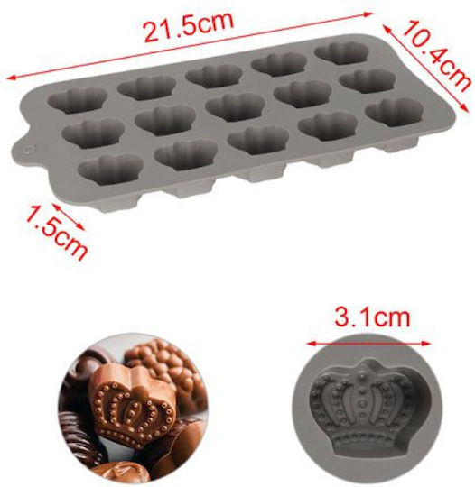 KMT Style Non-stick Silicone Chocolates 15 Cups Baking Pan 21.5x10.4cm