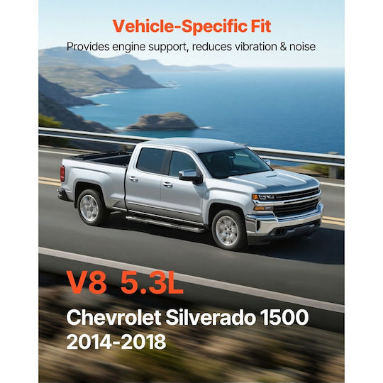 Резервна Лява Предна Основа За Двигател Vevor Съвместима С Chevrolet Silverado 1500 5.3l V8 2014–2018 Сигурна Опора Издръжлива Алуминиева Конструкция Черна