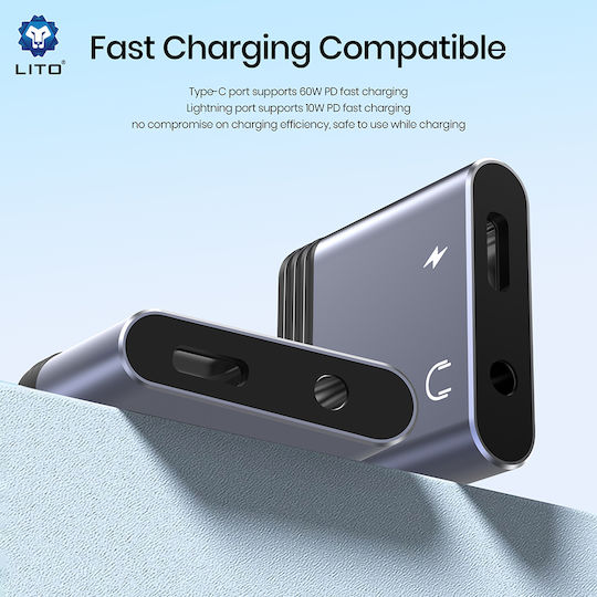 Lito Converter Lightning male to 3.5mm / USB-C female 1pcs