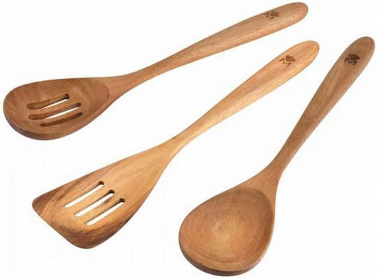 Bergner Set of Brown Wooden Cooking Utensils